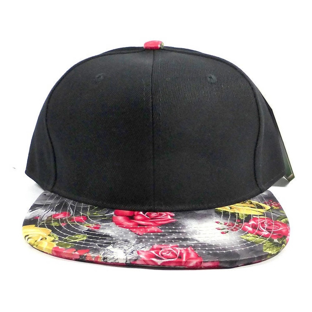 Custom Embroidery Floral Snapback Red and Yellow Rose